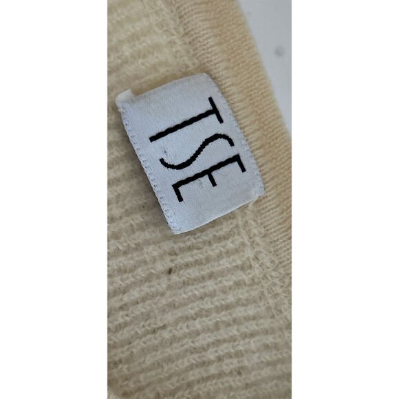 TSE Womens Off-White Cashmere Crewneck Sweater Ribbed Knit - Picture 2 of 7